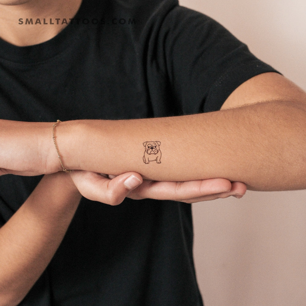 Tatuaje temporal de bulldog (juego de 3)