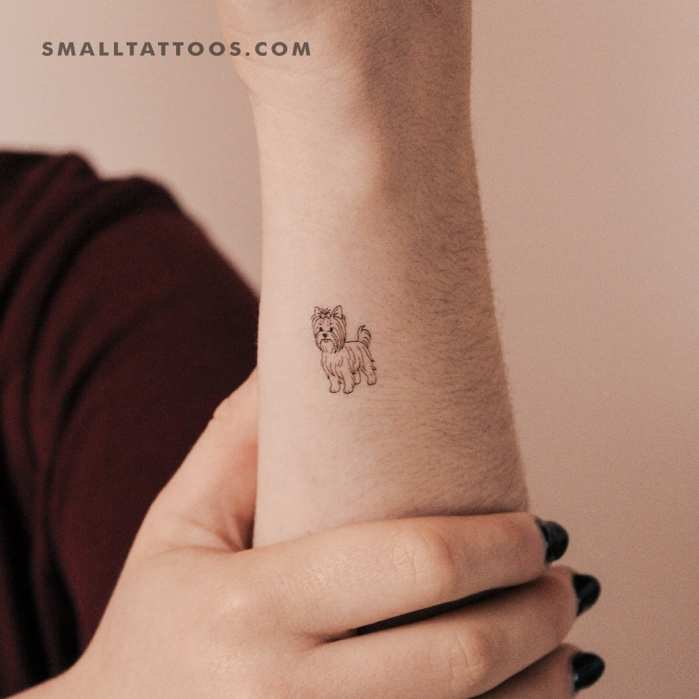 Tatuaje temporal de Yorkshire Terrier de línea fina (juego de 3)