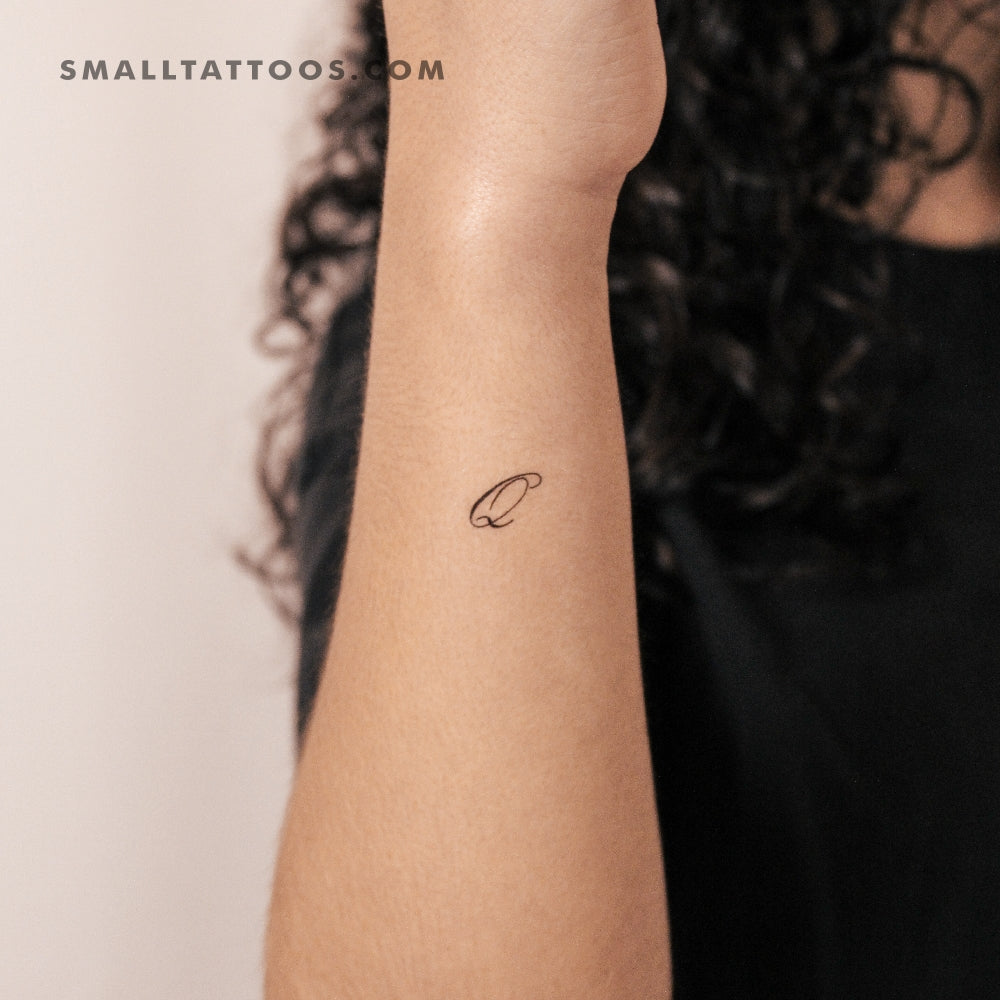 Letter Q Script Temporary Tattoo (Set of 3)