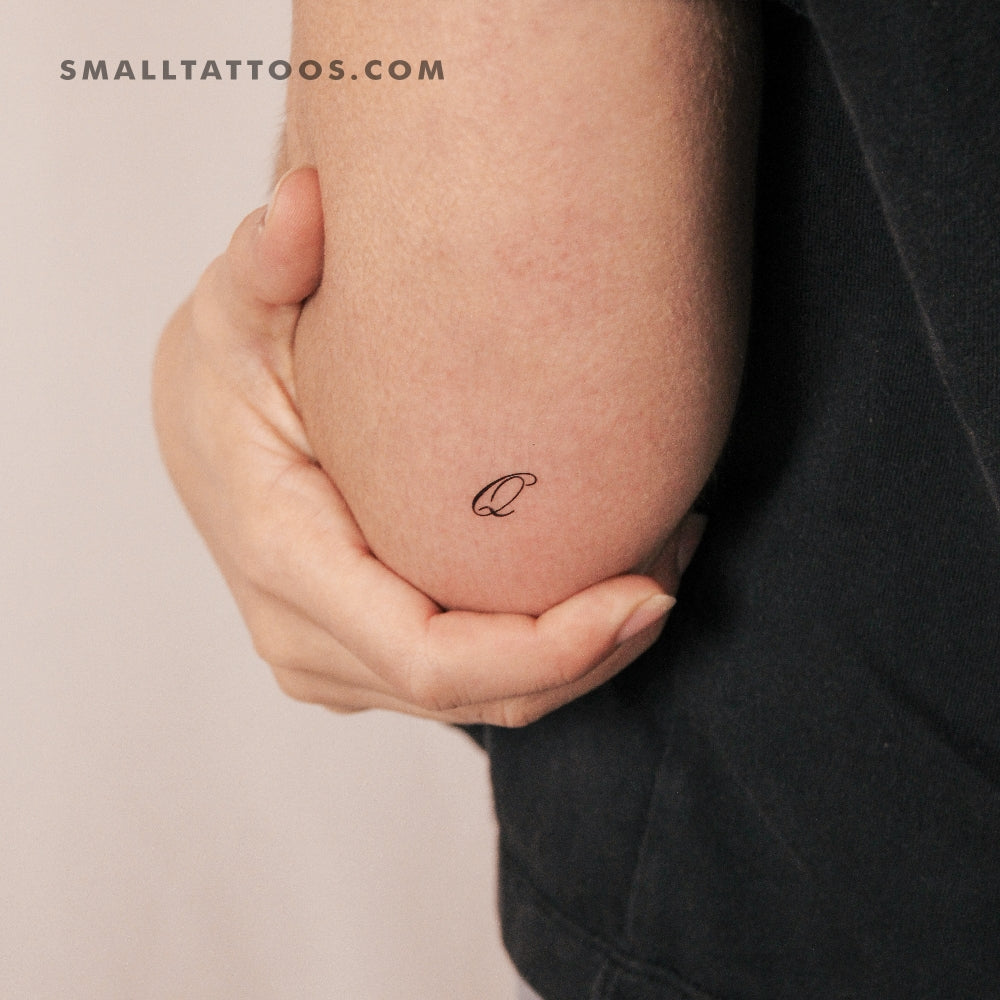 Letter Q Script Temporary Tattoo (Set of 3)