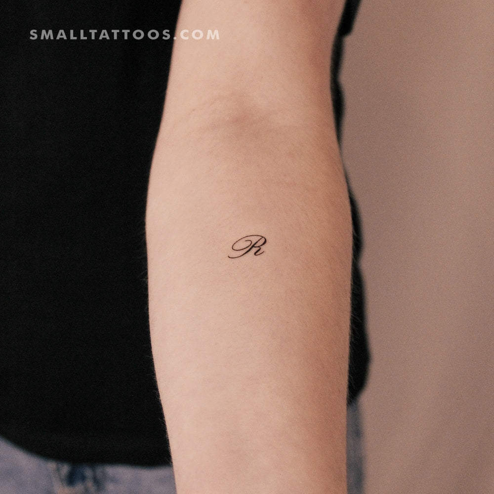 Letter R Script Temporary Tattoo (Set of 3)