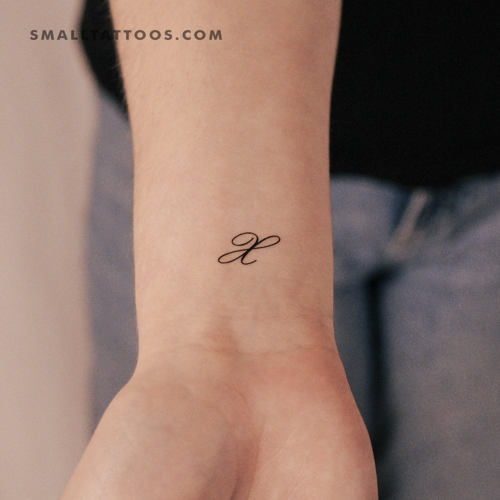 Letter X Script Temporary Tattoo (Set of 3)