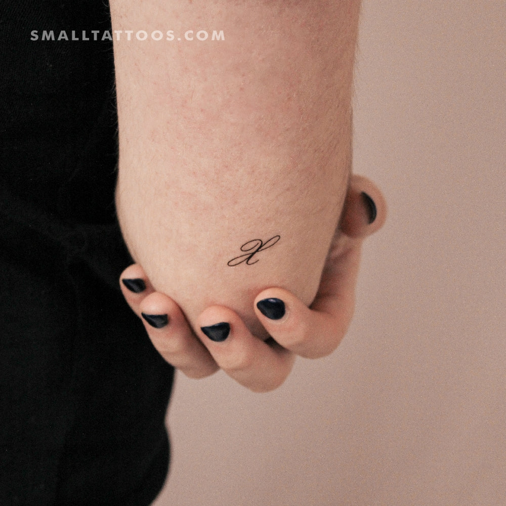 Letter X Script Temporary Tattoo (Set of 3)