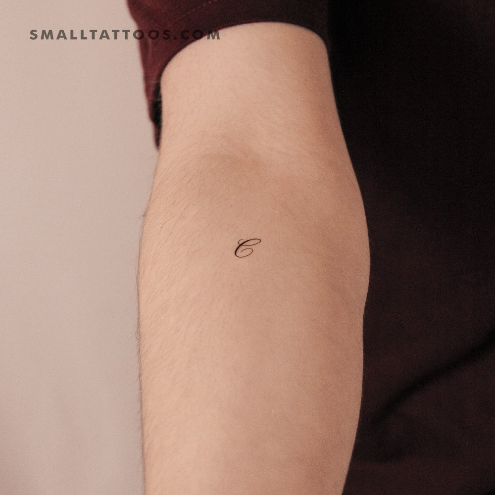 Letter C Script Temporary Tattoo (Set of 3)