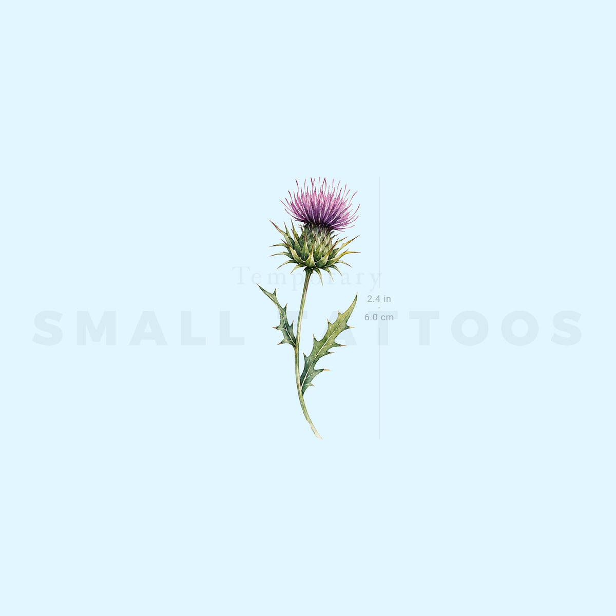 Small Watercolor Thistle Temporary Tattoo (Set of 3)