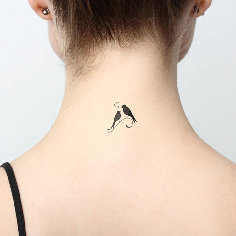 Tatuaje temporal de pájaros enamorados (juego de 3)
