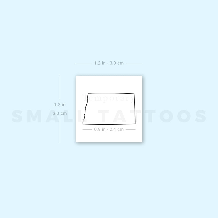North Dakota Map Outline Temporary Tattoo (Set of 3)