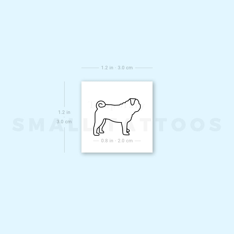 Pug Temporary Tattoo (Set of 3)