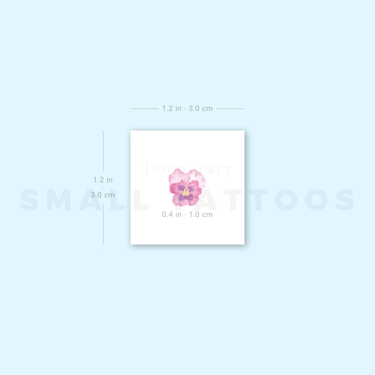 Tiny Pink Pansy Temporary Tattoo (Set of 3)