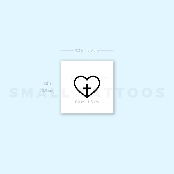 Cross Inside Heart Temporary Tattoo (Set of 3)