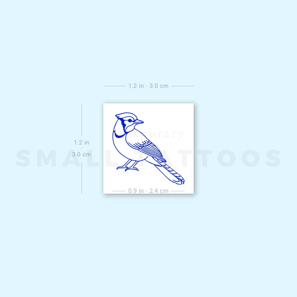 Blue Ink Blue Jay Temporary Tattoo (Set of 3)