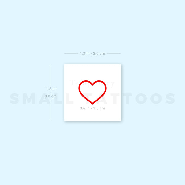 Red Heart Outline Temporary Tattoo (Set of 3)