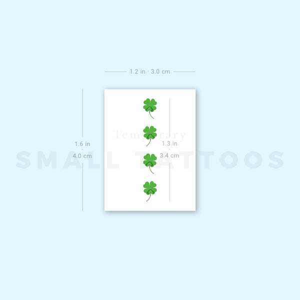 Four Tiny Four Leaf Clovers Temporary Tattoo (Set of 3)