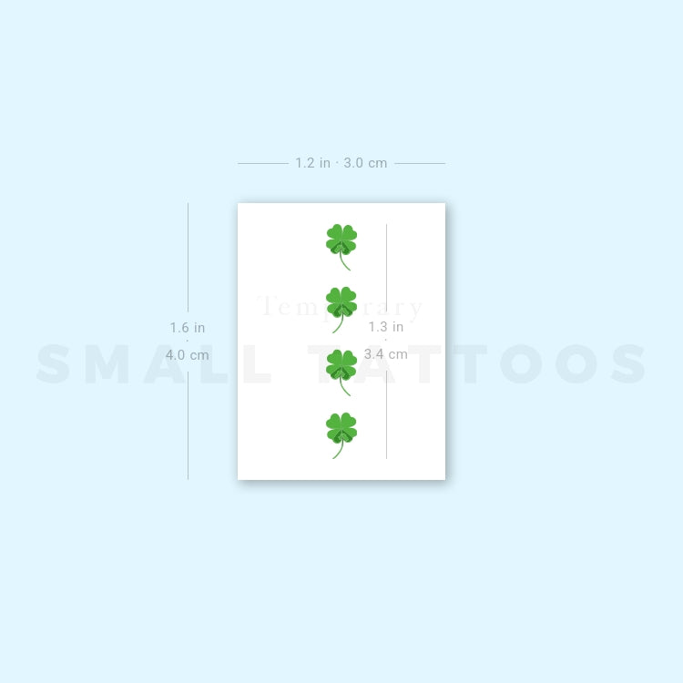 Four Tiny Four Leaf Clovers Temporary Tattoo (Set of 3)