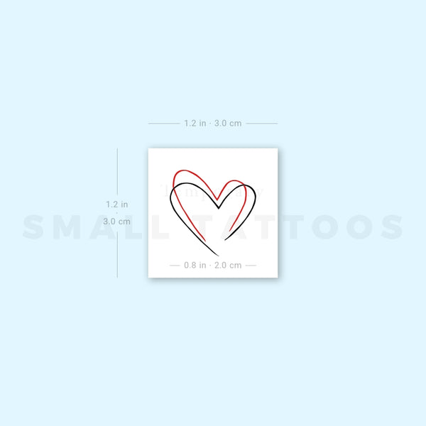 Red And Black Heart Temporary Tattoo (Set of 3)