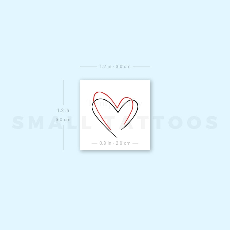 Red And Black Heart Temporary Tattoo (Set of 3)