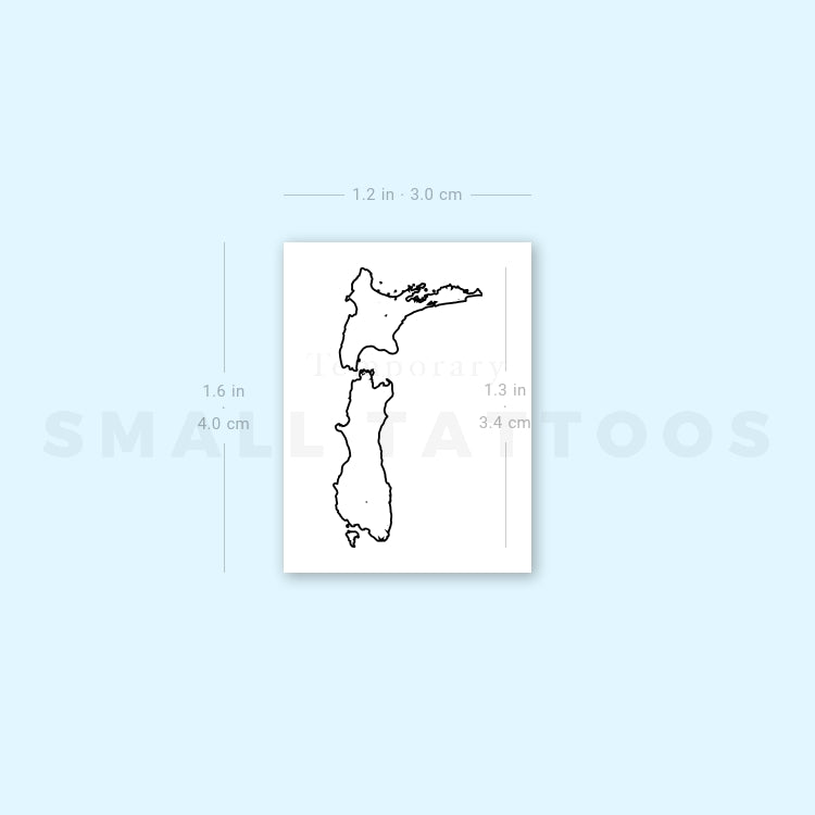 New Zealand Map Outline Temporary Tattoo (Set of 3)