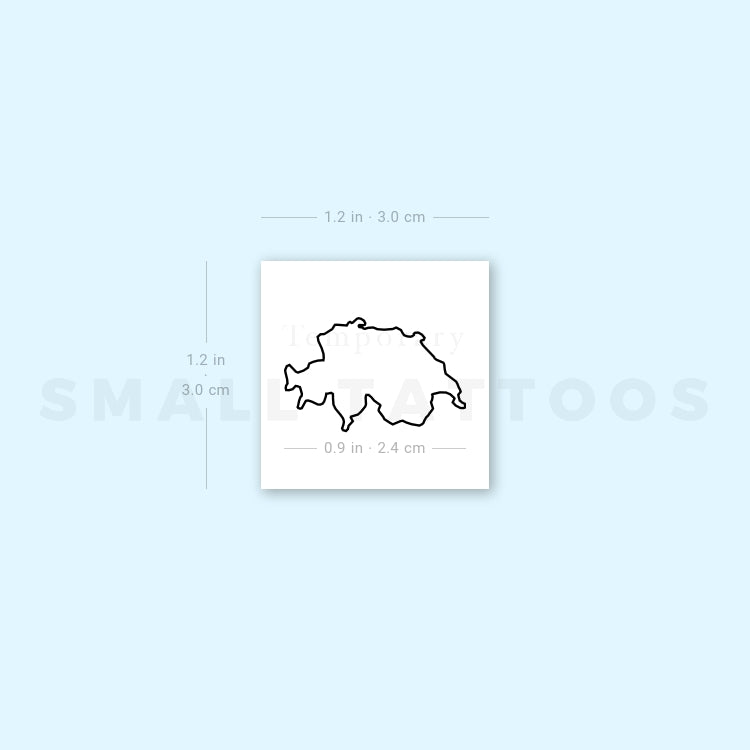 Map Of Switzerland Temporary Tattoo (Set of 3)