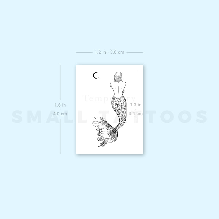 Mermaid And Moon Temporary Tattoo (Set of 3)