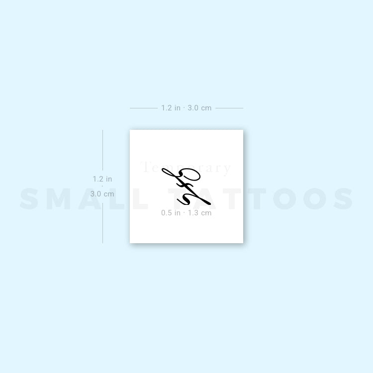 Letter Z Script Temporary Tattoo (Set of 3)