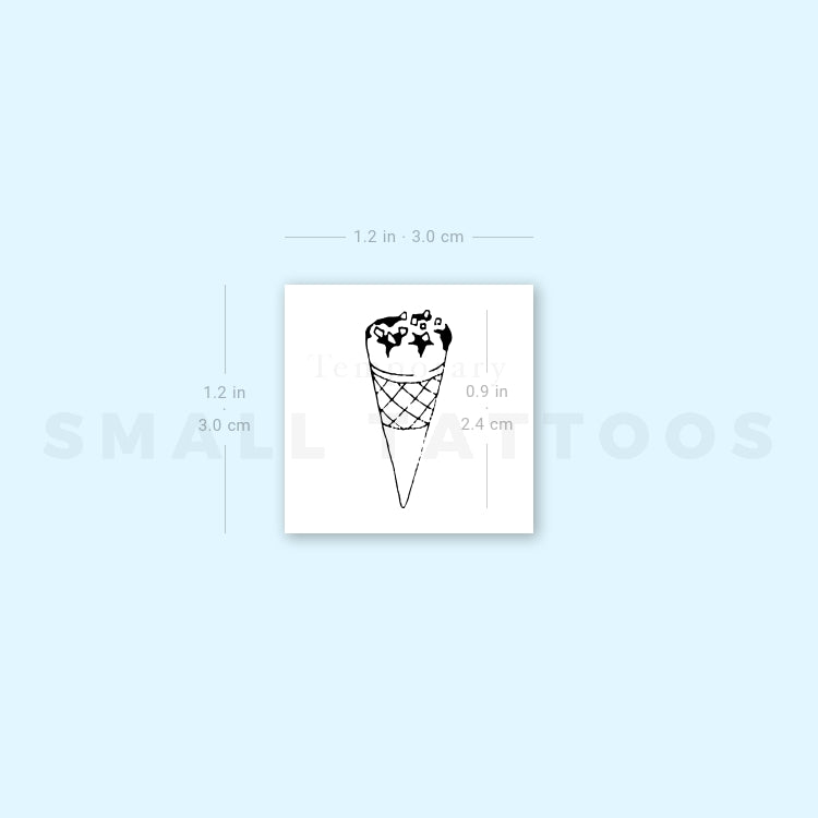 Ice Cream Cone Temporary Tattoo (Set of 3)