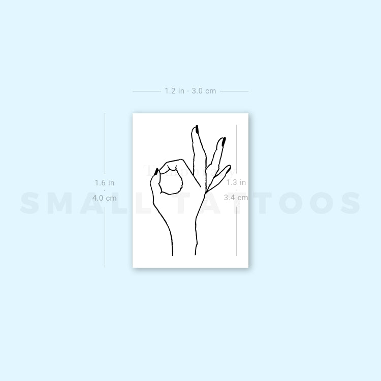 OK Gesture Temporary Tattoo (Set of 3)
