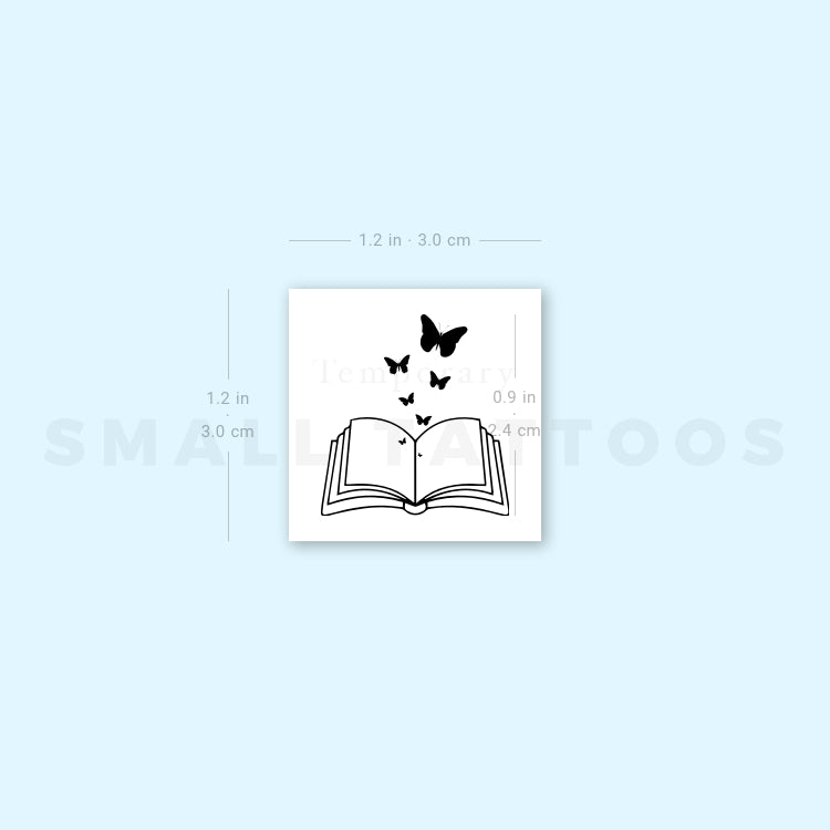 Small Butterfly Book Temporary Tattoo (Set of 3)