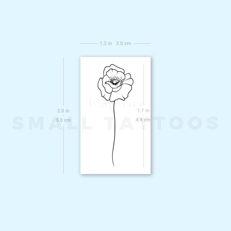 Line Art Poppy Temporary Tattoo (Set of 3)