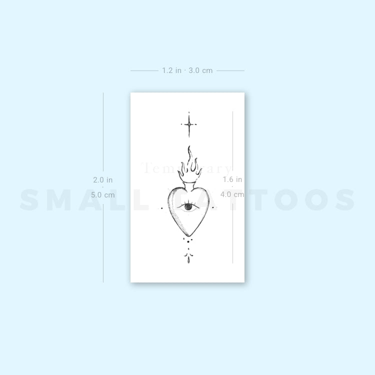 Sacred Heart By Stefano Mazza Temporary Tattoo (Set of 3)