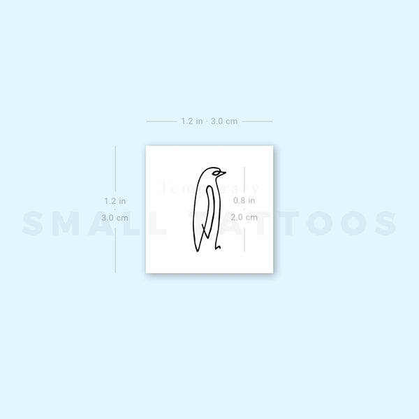 Single Line Penguin Temporary Tattoo (Set of 3)