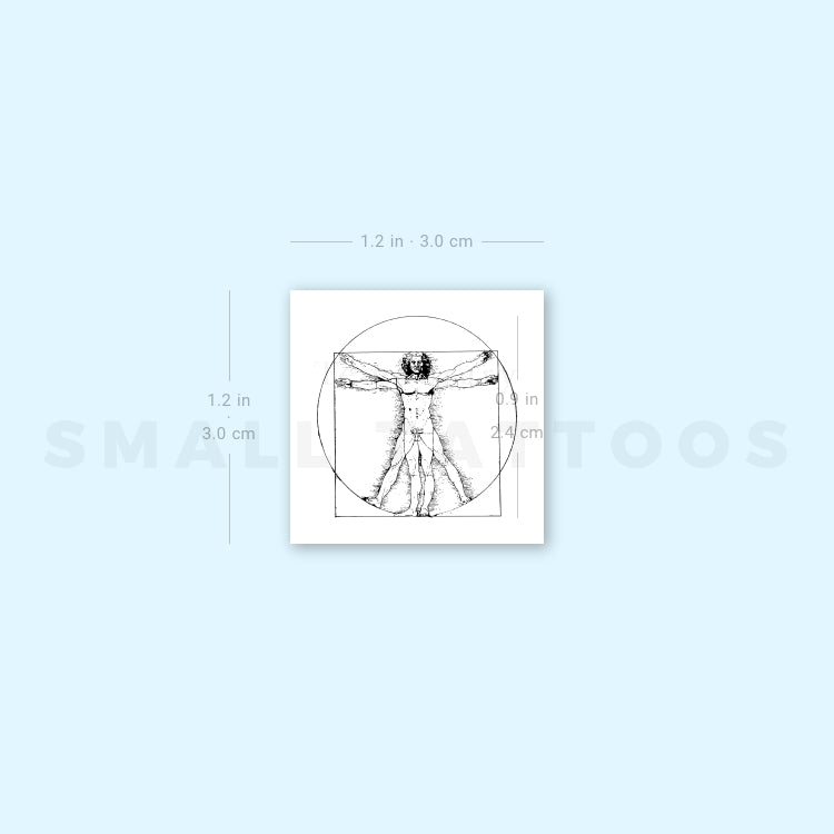 Small Vitruvian Man Temporary Tattoo (Set of 3)