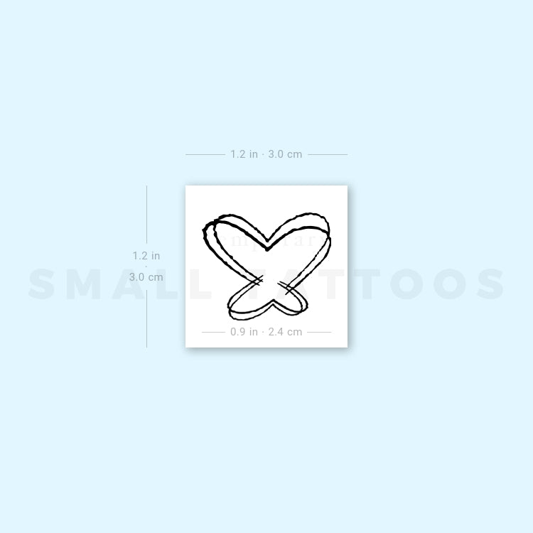 Tatuaje temporal de mariposa con doble corazón (juego de 3)