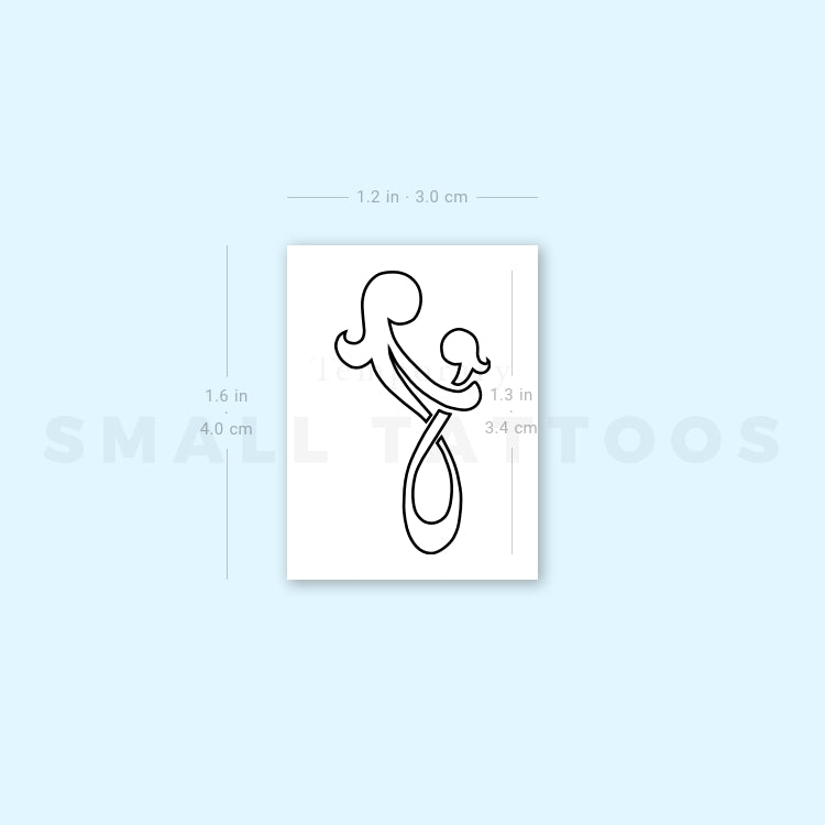 Mother And Daughter Symbol Outline Temporary Tattoo (Set of 3)