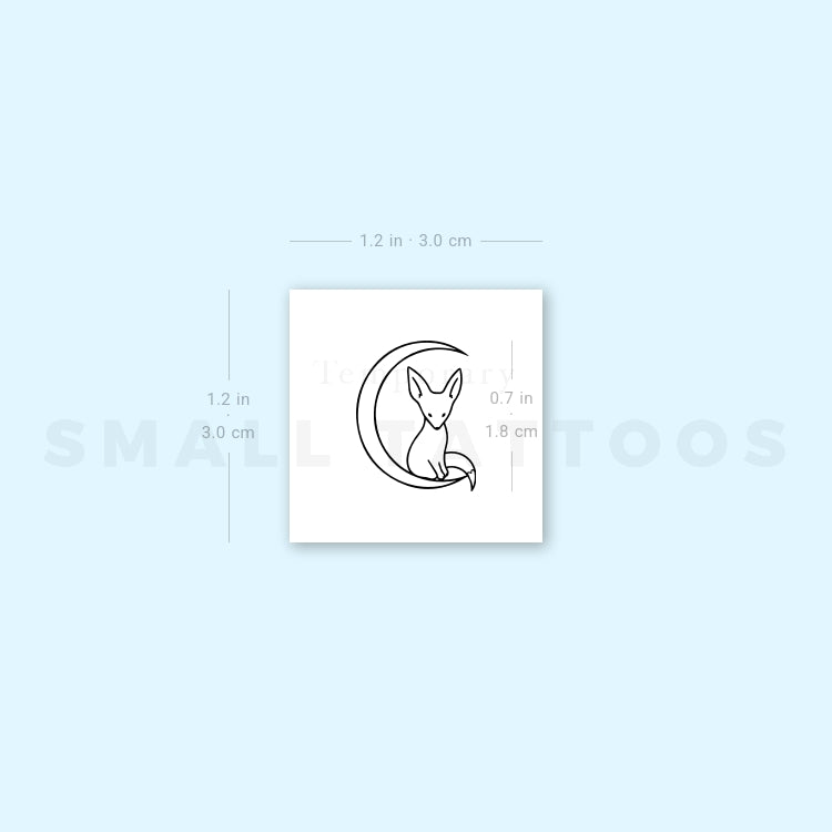 Fox And Moon Temporary Tattoo (Set of 3)