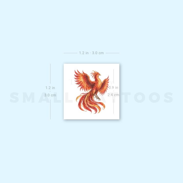 Watercolor Phoenix Temporary Tattoo (Set of 3)