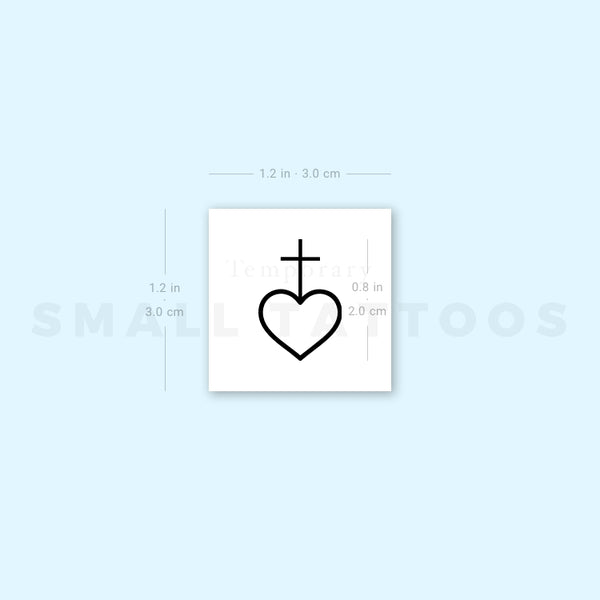 Heart And Cross Temporary Tattoo (Set of 3)