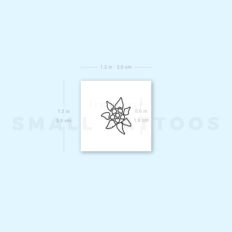 Edelweiss Outline Temporary Tattoo (Set of 3)