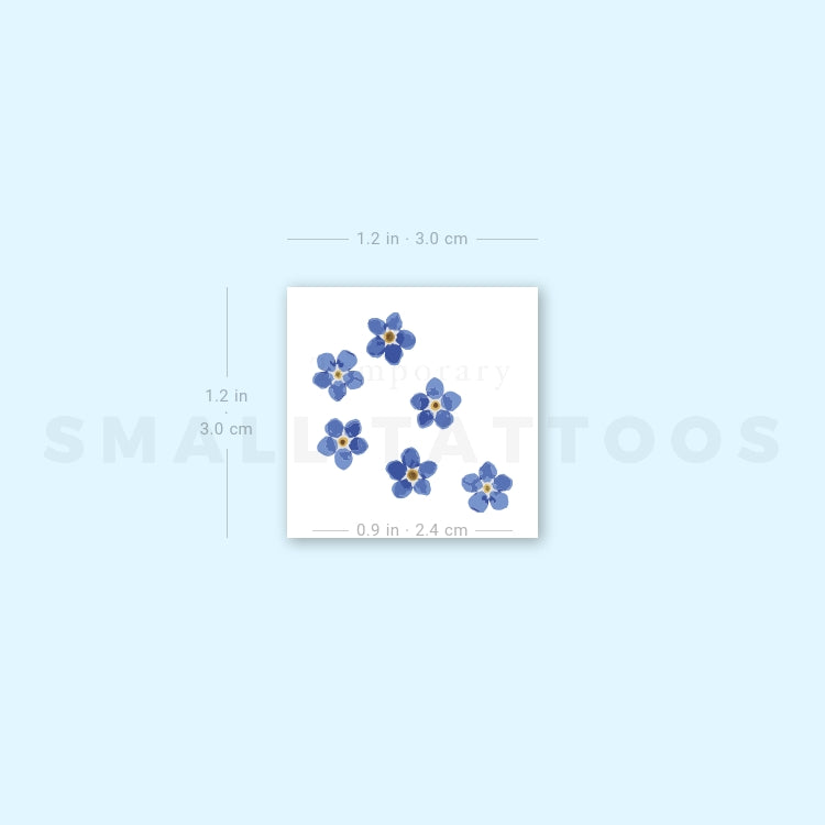 Six Forget-me-not Flowers Temporary Tattoo (Set of 3)