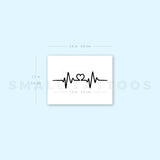 Small Heartbeat Heart Temporary Tattoo (Set of 3)