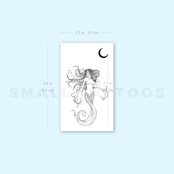 Mermaid And Crescent Moon Temporary Tattoo (Set of 3)