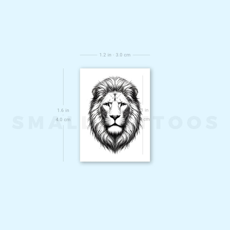 Black And Grey Lion Portrait Temporary Tattoo (Set of 3)