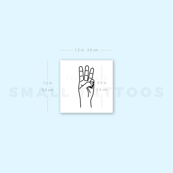 Sign Language W Temporary Tattoo (Set of 3)