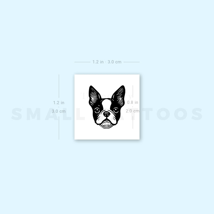 Boston Terrier Portrait Temporary Tattoo (Set of 3)