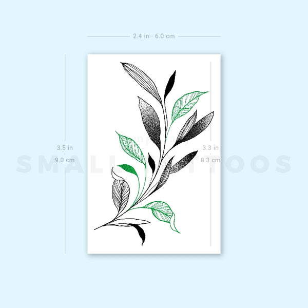 Green And Black Leaves By Ann Lilya Temporary Tattoo (Set of 3)
