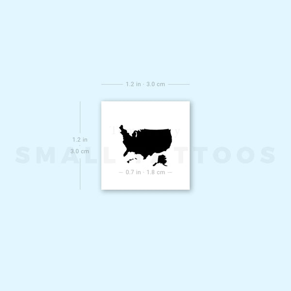 Small United States Map Temporary Tattoo (Set of 3)