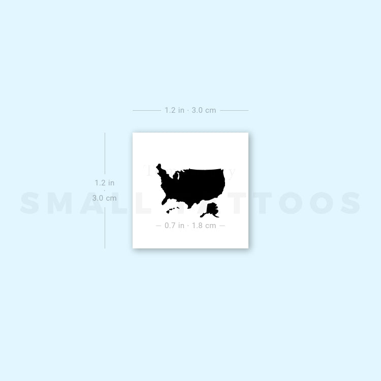 Small United States Map Temporary Tattoo (Set of 3)