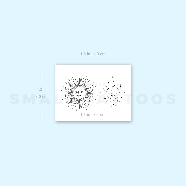 Happy Sun, Sleepy Moon Temporary Tattoo (Set of 3)