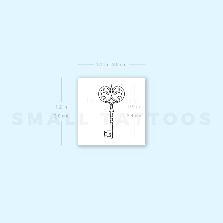 Vintage Key Temporary Tattoo By M3.Ink (Set of 3)