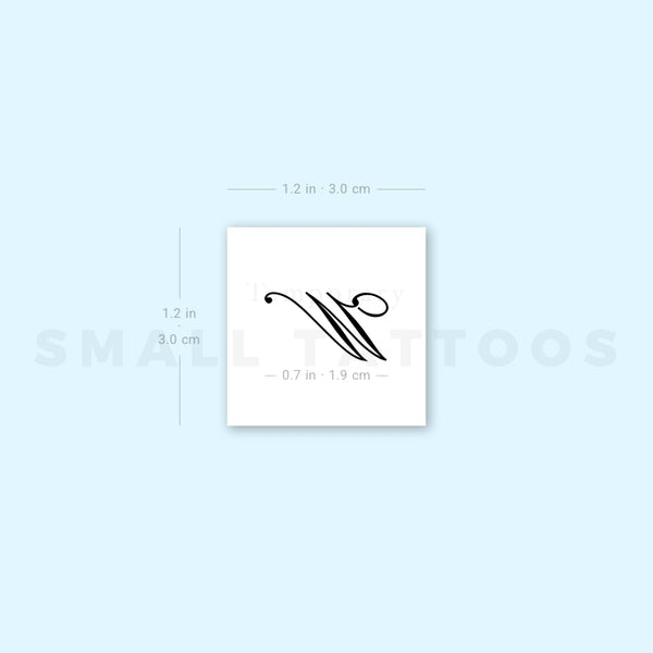 Letter W Script Temporary Tattoo (Set of 3)