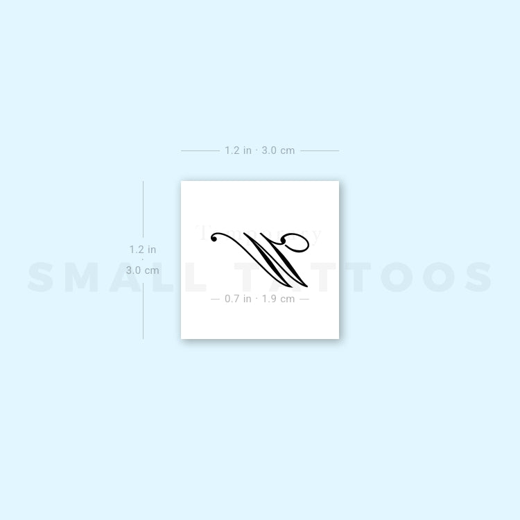 Letter W Script Temporary Tattoo (Set of 3)